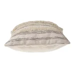 LR Resources Zanthia Cream, Gray & Gold Striped Cotton Throw Pillow - 20 x 20 in. thumbnail 4