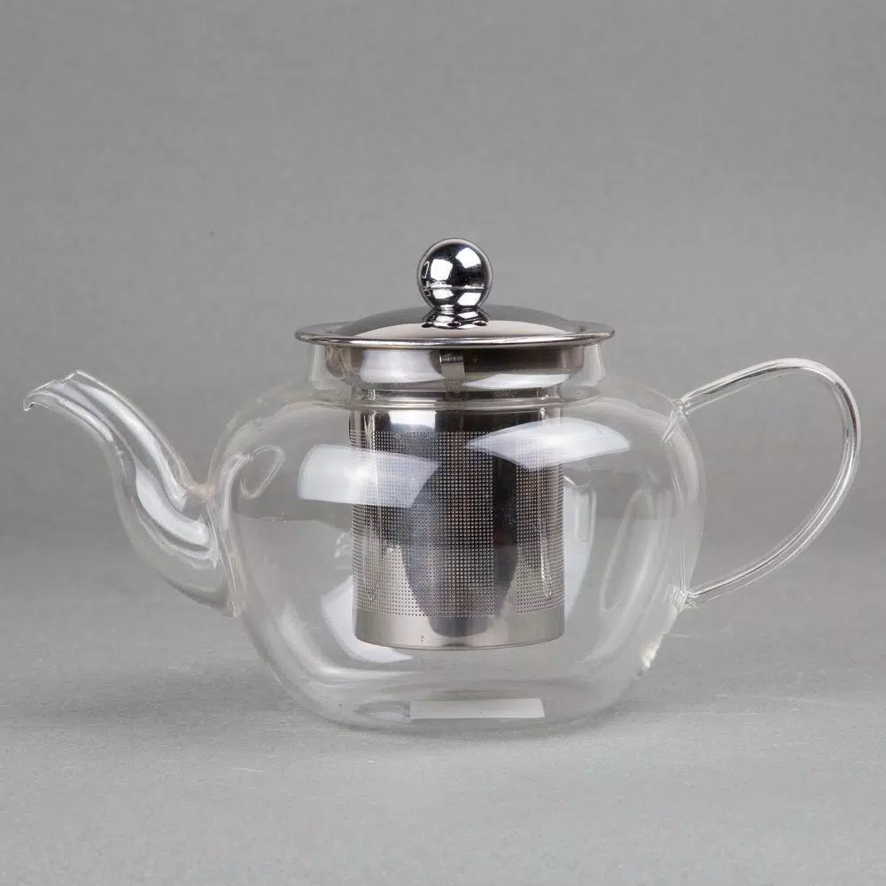 Creative Home 20 oz Borosilicate Glass Teapot with Stainless Steel Removable Lid and Infuser Basket