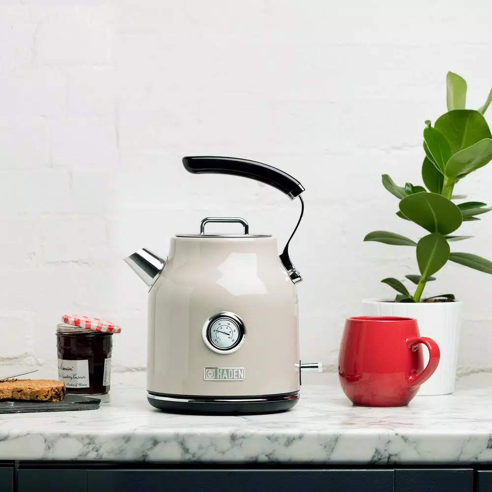 Haden Dorset 1.7L Electric Kettle, 7-Cup Stainless Steel with Auto Shut-Off, Putty Beige