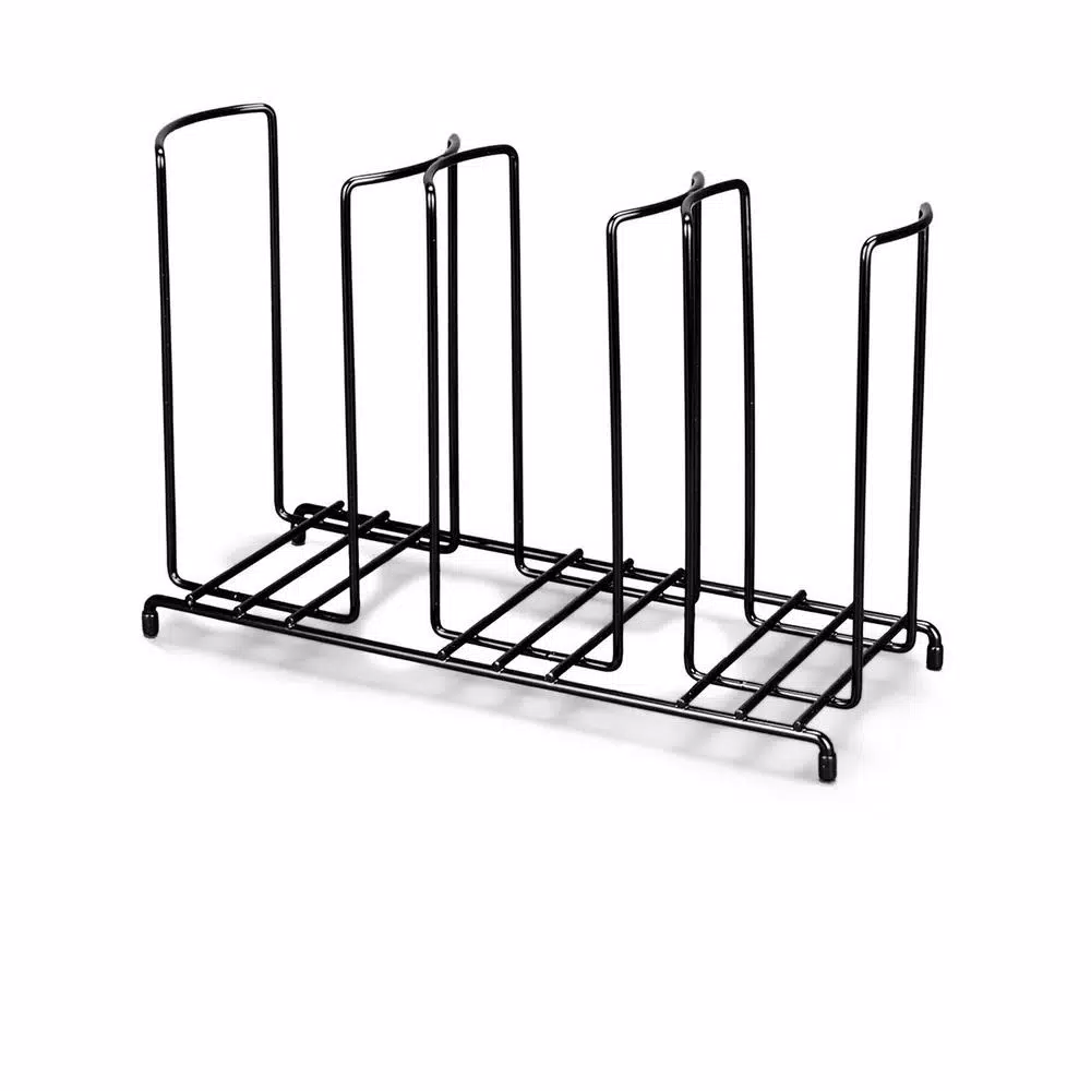 Unbranded Black 3-Section Wire Rack Cup and Lid Organizer for Catering and Restaurants