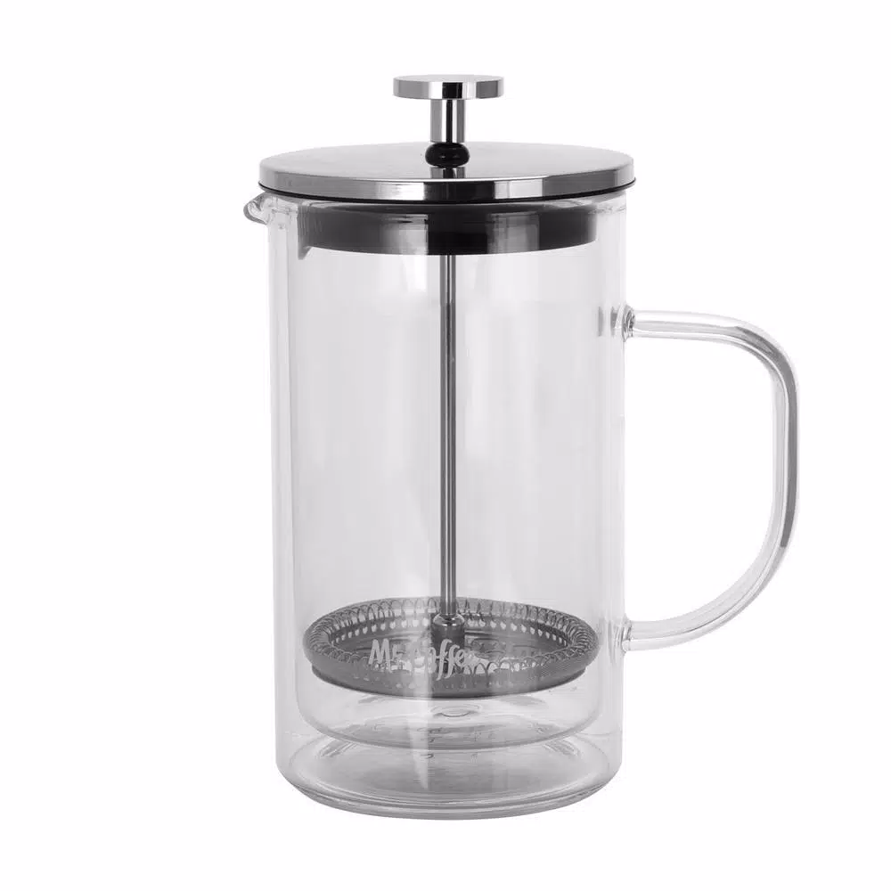 Mr. Coffee Hyland 2.5-Cup Clear Glass French Press Coffee Maker with Measuring Spoon