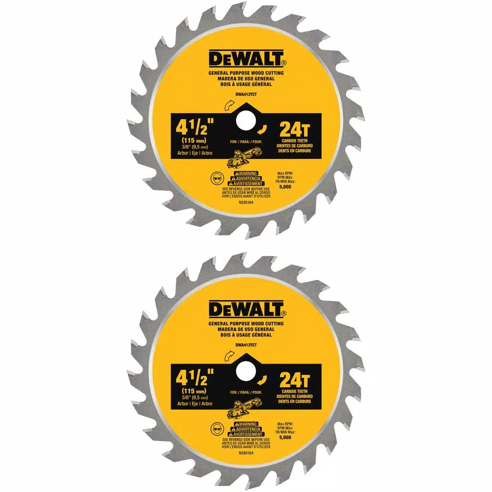 DEWALT ATOMIC 4-1/2 in. 24-Tooth Carbide Circular Saw Blade (2-Pack)