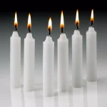 Light In The Dark White Taper Candles, 4 in. x 1/2 in. Thick, Unscented, Dripless, Set of 60 thumbnail 1