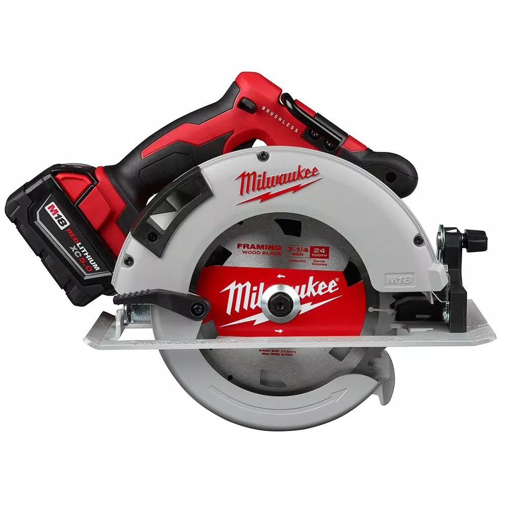 Milwaukee M18 7-1/4 in. Brushless Cordless Circular Saw Kit with 5.0 Ah Battery and PACKOUT 10 in. Compact Tool Box