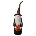 Glitzhome 28 in. Halloween Fabric Gnome Standing Decor with Posable Hat and Faux Fur Beard thumbnail 1