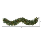 Nearly Natural 6 ft. Pre-lit Mountain Pine Artificial Garland with 35 Warm White LED Lights and Pinecones thumbnail 2