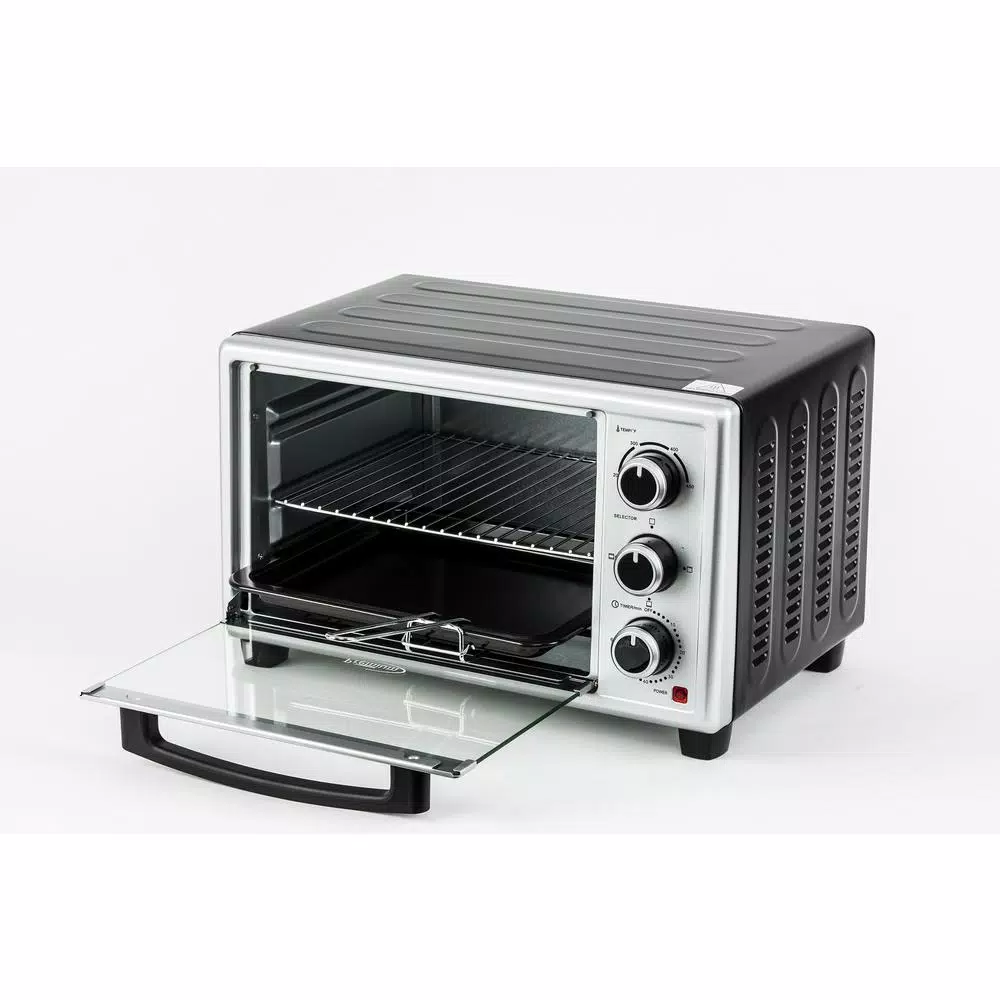 PREMIUM 1440W 6-Slice Silver Toaster Oven with 0.6 cu. ft. Capacity and Automatic Shut-Off