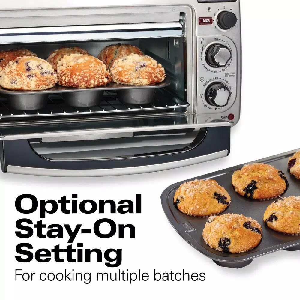 Hamilton Beach 2-in-1 1450W Toaster Oven and 4-Slice Toaster, Silver