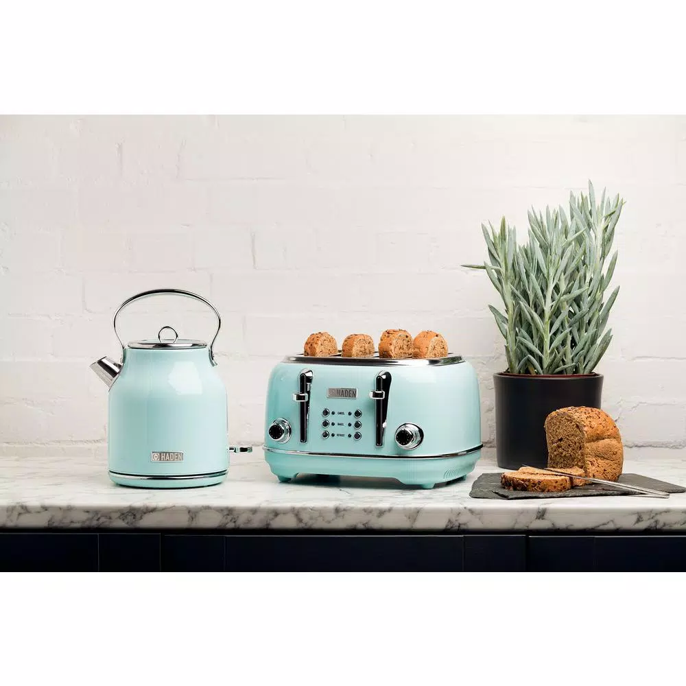Haden Heritage 4-Slice Retro Wide Slot Toaster, 1500W, Turquoise