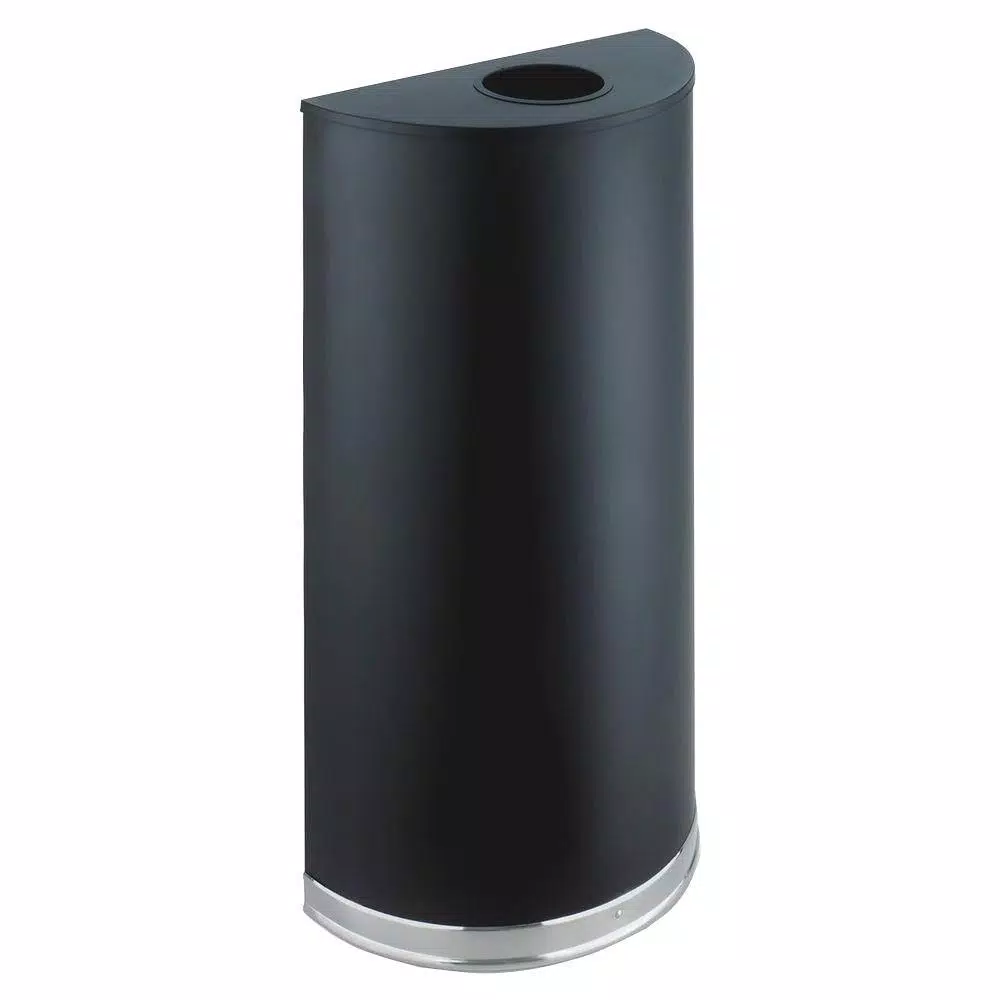Safco 12.5 Gal. Matte Black Half-Round Steel Trash Can with 3 Interchangeable Lids