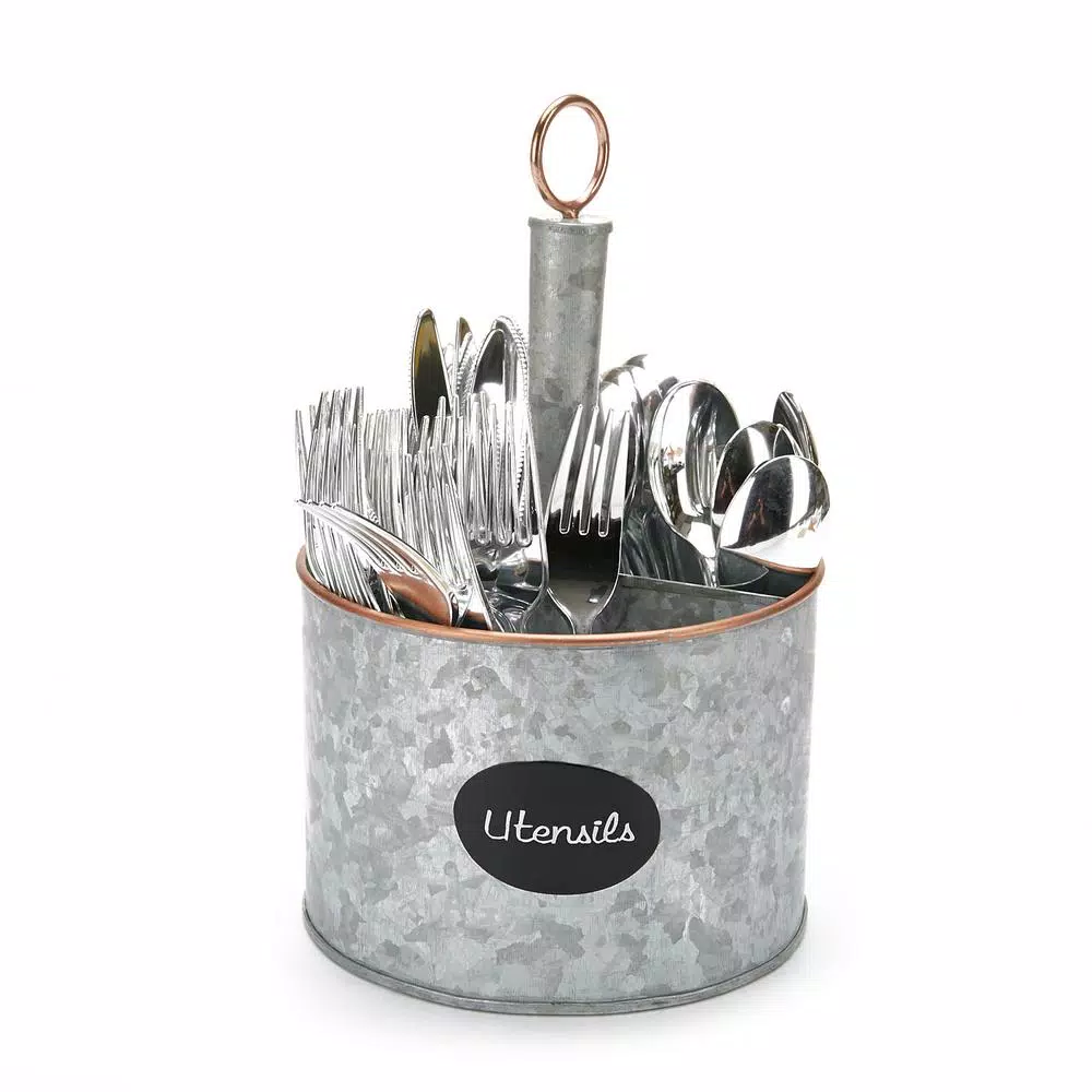 MIND READER Silver Metal 4 Section Utensil Caddy & Cutlery Holder