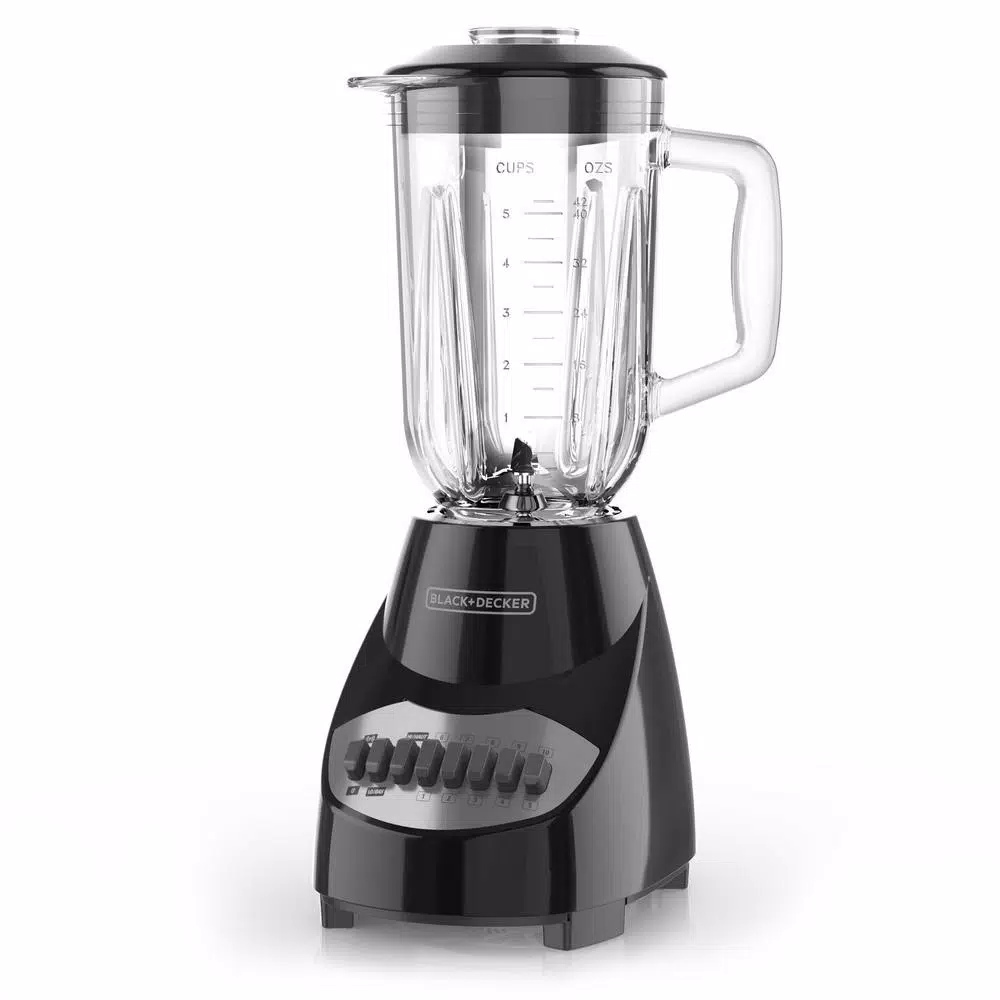 BLACK+DECKER 10-Speed Countertop Blender with 40 oz. Glass Jar, 550 Watts, Black