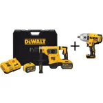 DEWALT 60V MAX FLEXVOLT Brushless 1-9/16 in. SDS MAX Rotary Hammer Kit with (2) 9.0 Ah Batteries & Impact Wrench thumbnail 1