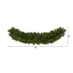 Nearly Natural 6 ft. Pre-Lit Christmas Pine Extra Wide Artificial Garland with 100 Multi-Colored LED Lights thumbnail 2