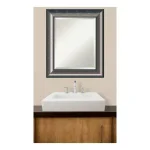Amanti Art 22 in. W x 26 in. H Metallic Silver Scoop Wood Single Contemporary Bathroom Vanity Mirror thumbnail 5