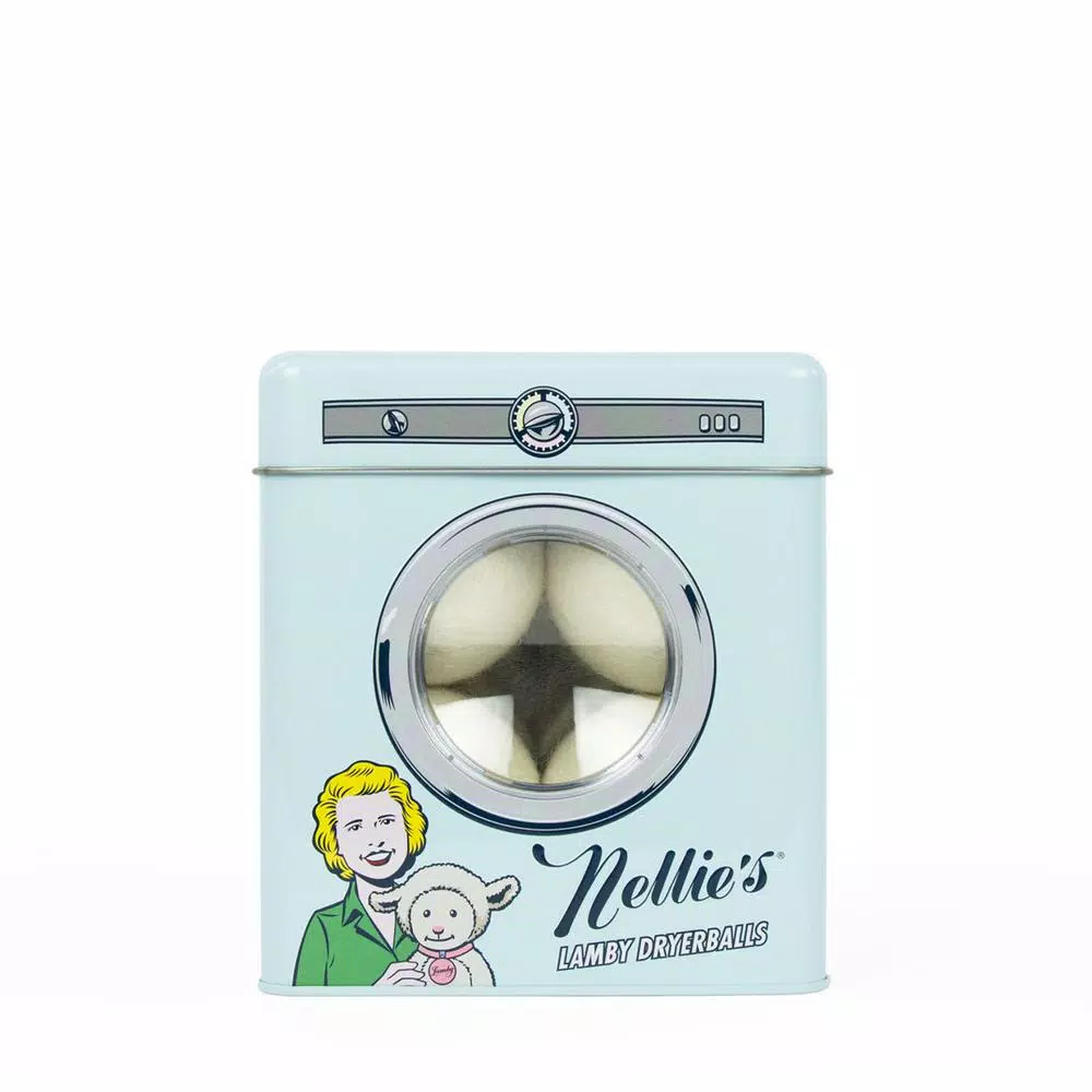 NELLIE'S Lamby Wool Dryer Balls with Reusable Tin - Natural Fabric Softener & Static Reducer