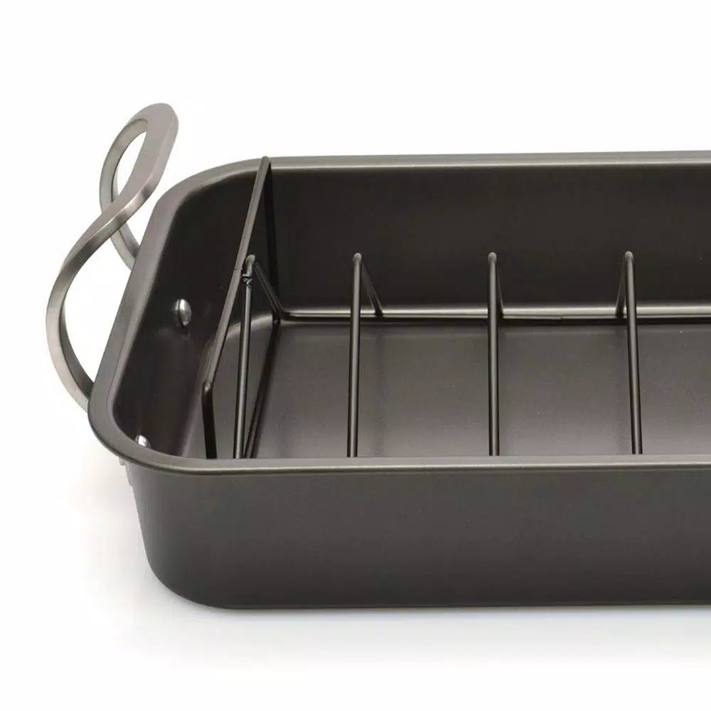BergHOFF EarthChef 13 in. Carbon Steel Non-Stick Roaster Pan with Rack, 7 qt.