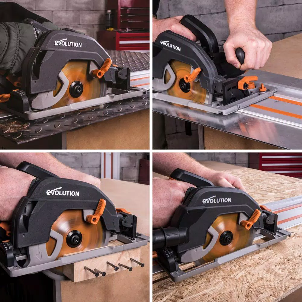 Evolution Power Tools 15 Amp 7-1/4 in. Corded Circular Track Saw Kit with 40 in. Track and Multi-Material Blade