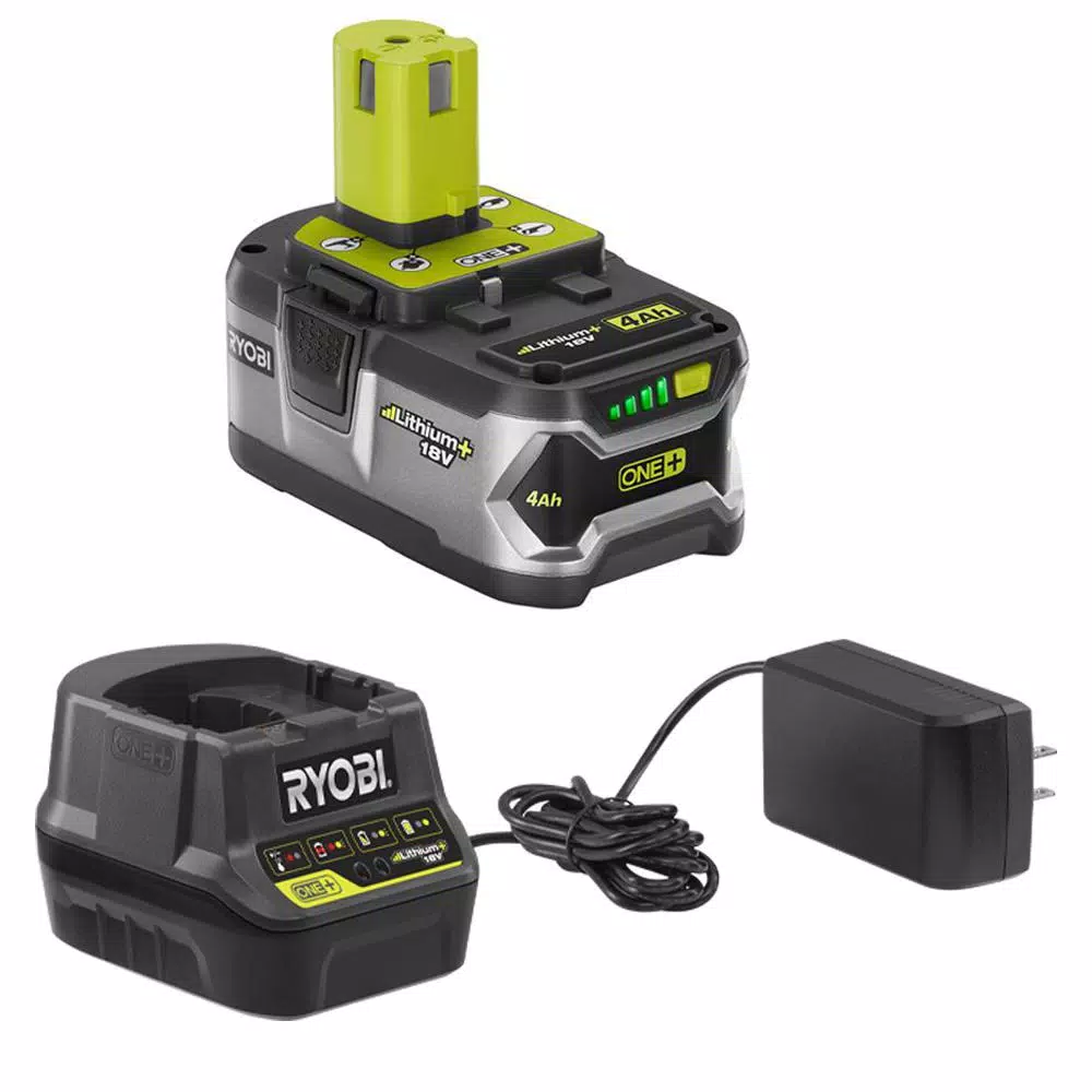 Ryobi ONE+ 18V Lithium-Ion Cordless String Trimmer and Edger with 4.0 Ah Battery and Charger, Refurbished