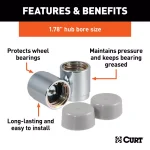 CURT 1.78" Bearing Protectors & Covers, 2-Pack thumbnail 6