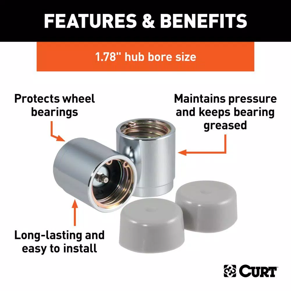 CURT 1.78" Bearing Protectors & Covers, 2-Pack