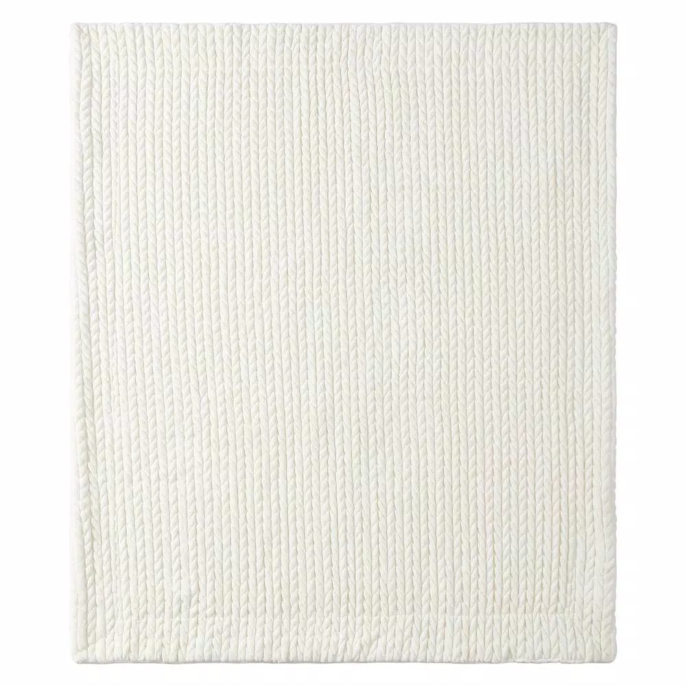 Unbranded MHF Home Quilted Braided Velvet Throw Blanket - White, 50 x 60 in