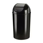 Umbra Grand 10.25 Gallon Plastic Waste Basket with Swing-Top Lid, Black thumbnail 1