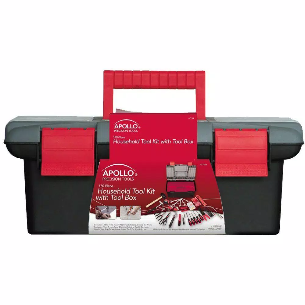 Apollo 170-Piece Home Tool Kit with Heavy-Duty Storage Toolbox