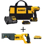 DEWALT 20V MAX Cordless 1/2 in. Drill/Driver Kit with Reciprocating Saw, 2 Batteries & Charger thumbnail 1
