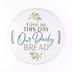 P Graham Dunn White Give Us This Day Decorative Round Wood Tray thumbnail 3