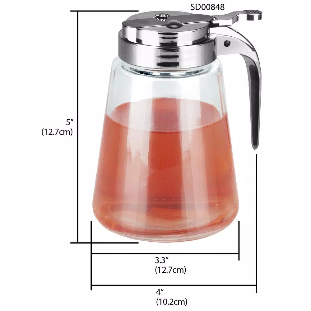 Unbranded Classic Clear Glass No-Drip Syrup Dispenser and Honey Pourer