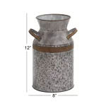 LITTON LANE 12 in. Farmhouse Rustic Galvanized Iron Milk Can with Hammered Finish thumbnail 4