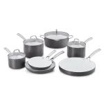 Calphalon Classic 11-Piece Hard-Anodized Aluminum Ceramic Nonstick Cookware Set, Black and White thumbnail 1