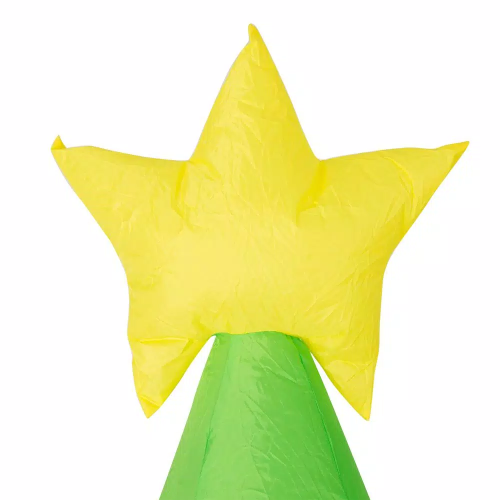 Glitzhome 9 ft. Lighted Inflatable Christmas Tree Decor with Metallic Ornaments and Gold Star