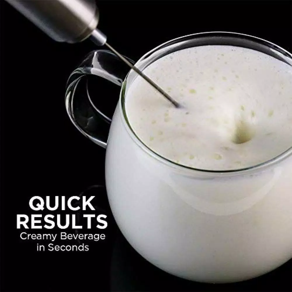 Ovente Stainless Steel Handheld Milk Frother and Electric Beverage Mixer, Silver