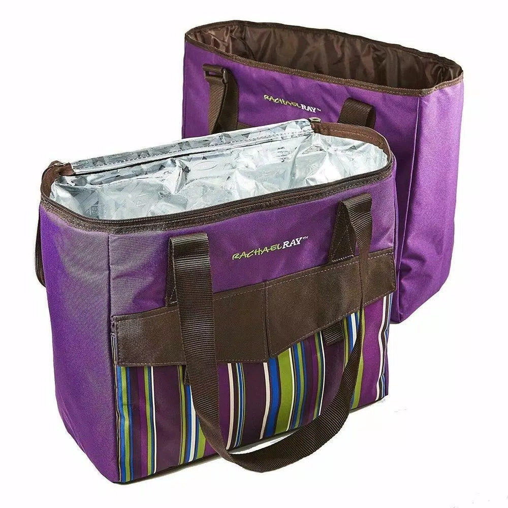 Rachael Ray ChillOut 2 Go Purple Deluxe Thermal Tote Set of 2 - Insulated Cooler & Dry Storage Bags