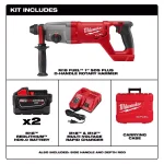 Milwaukee M18 FUEL 1 in. SDS-Plus D-Handle Rotary Hammer Kit with (2) 9.0 Ah Batteries thumbnail 2