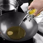 LavoHome 16 oz. Italian Glass Olive Oil and Vinegar Dispenser Set of 2 with Pourer and Funnel thumbnail 2