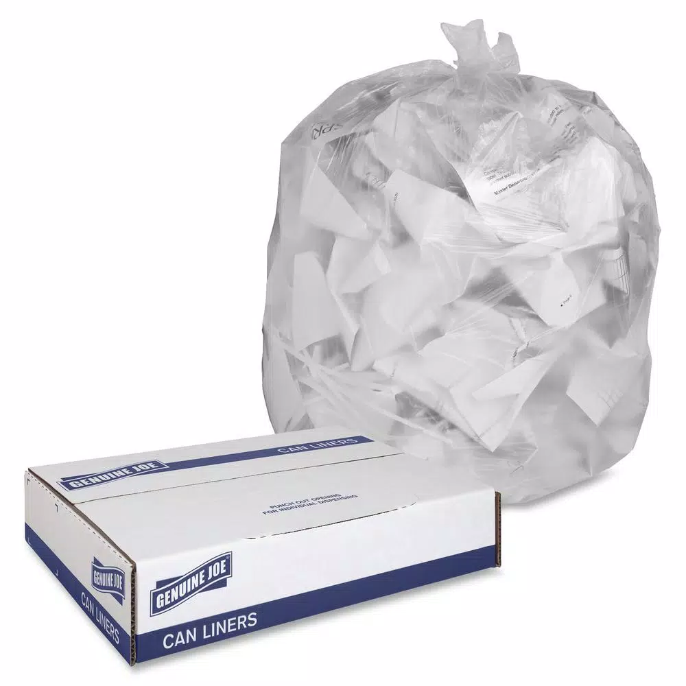 Genuine Joe 16 Gal. Economy High-Density Can Liners, Puncture-Resistant, 1000-Count