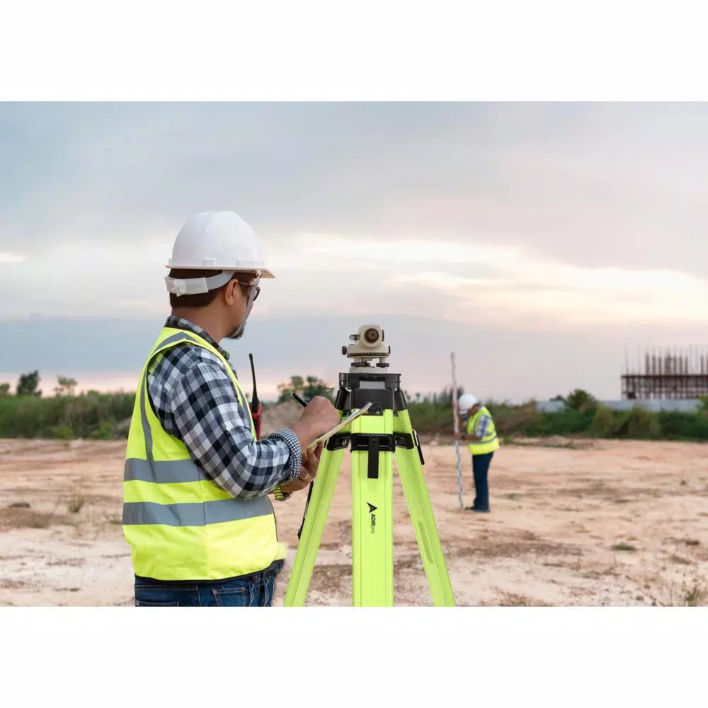 AdirPro High Visibility Green Heavy-Duty Aluminum Survey Tripod with Quick Clamp