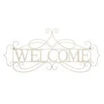 Lavish Home Welcome Decorative Rustic Metal Cutout Wall Sign, Distressed White thumbnail 1
