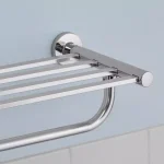 Glacier Bay Modern 21 in. Wall Mount Towel Rack with Shelf and Bar in Chrome thumbnail 5