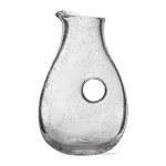 Tag 40 oz. Clear Bubble Glass Hand-Blown Pitcher with Open Handle thumbnail 1