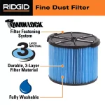 RIDGID VF3511 Filter Kit with VF3500 Fine Dust Filter and (2) VF3501 Dust Bags for 3 to 4.5 Gal. Wet/Dry Vacuums thumbnail 6