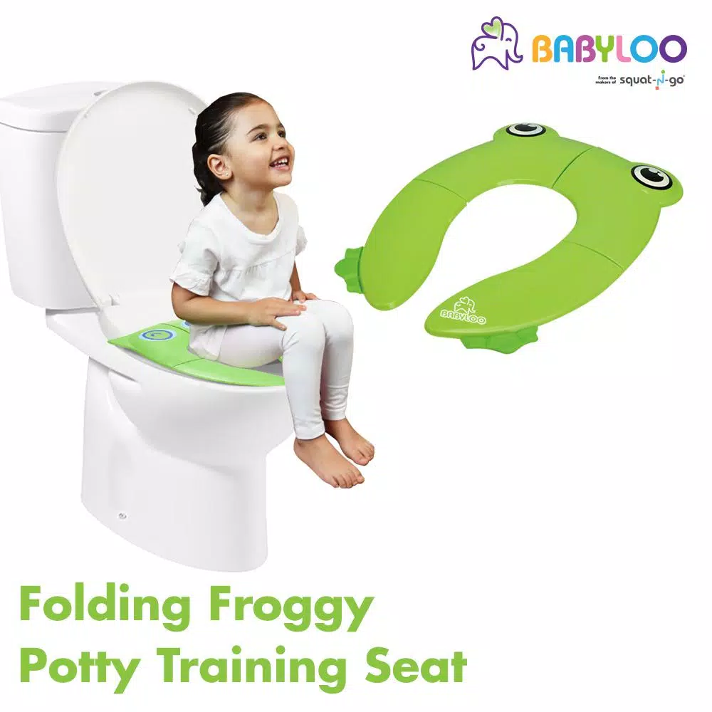 Babyloo Green Frog Folding Potty Training Toilet Seat with Travel Bag