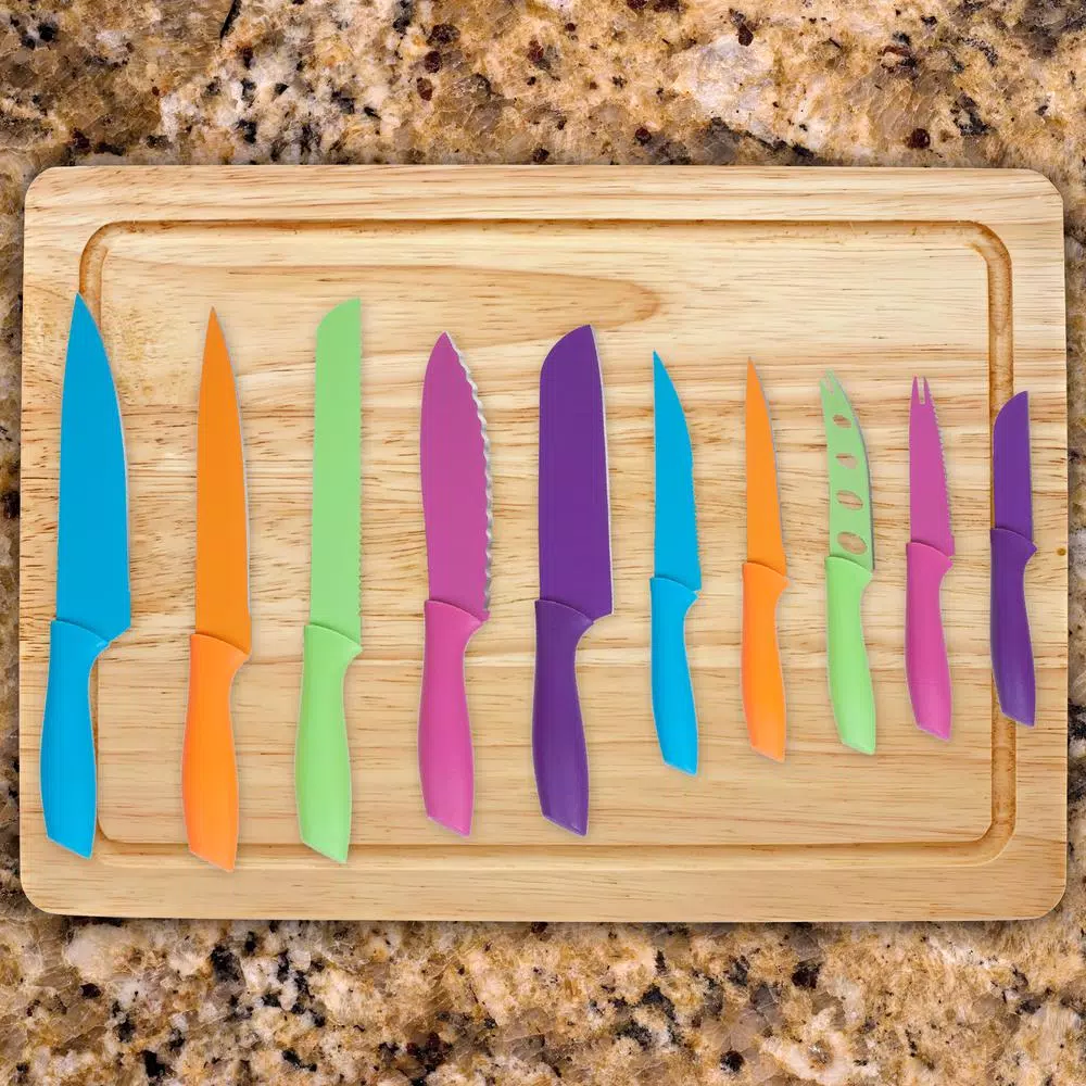 Classic Cuisine 10-Piece Colorful Stainless Steel Knife Set with Magnetic Bar