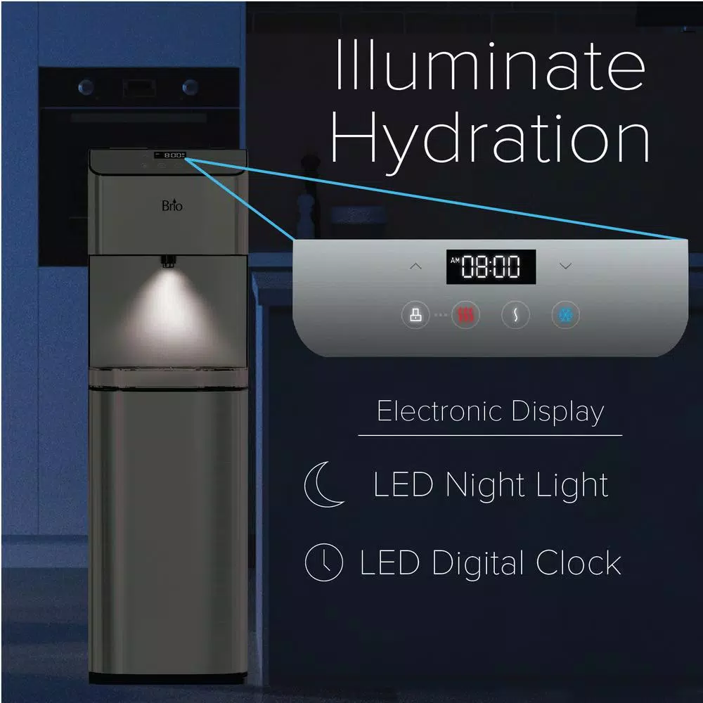 Brio Moderna Tri-Temp Bottleless Water Cooler with UV Self-Cleaning & Stainless Steel Finish