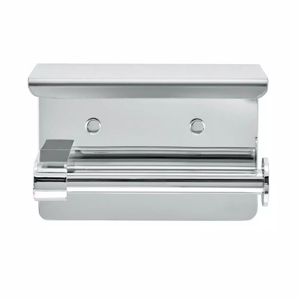 Alpine Industries Single Post Toilet Paper Holder with Storage Shelf, Chrome Finish