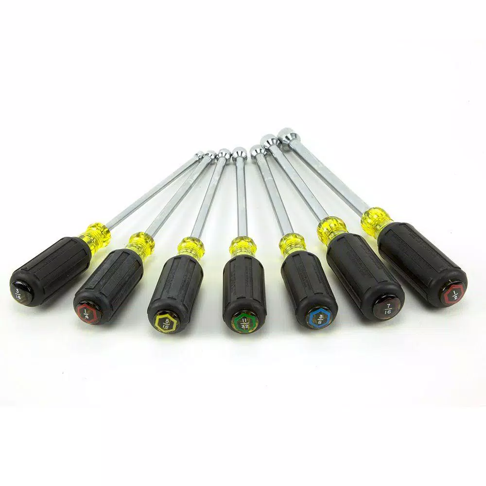Klein Tools 7-Piece Hollow Shaft Nut Driver Set with Cushion-Grip Handles