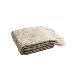 Safavieh Peppin Natural and Gold Geometric Cotton Throw Blanket with Fringe thumbnail 3